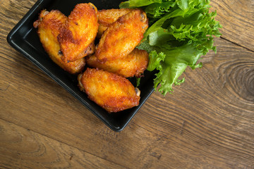 fried chicken wing bbq,homemade cooking with chicken meat.