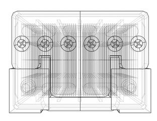 Battery car outline. Vector rendering of 3d