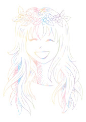 Cute Girl with a Rim with Flowers on Her Head