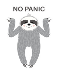 Relaxed sloth. Vector illustration. A funny, cute poster