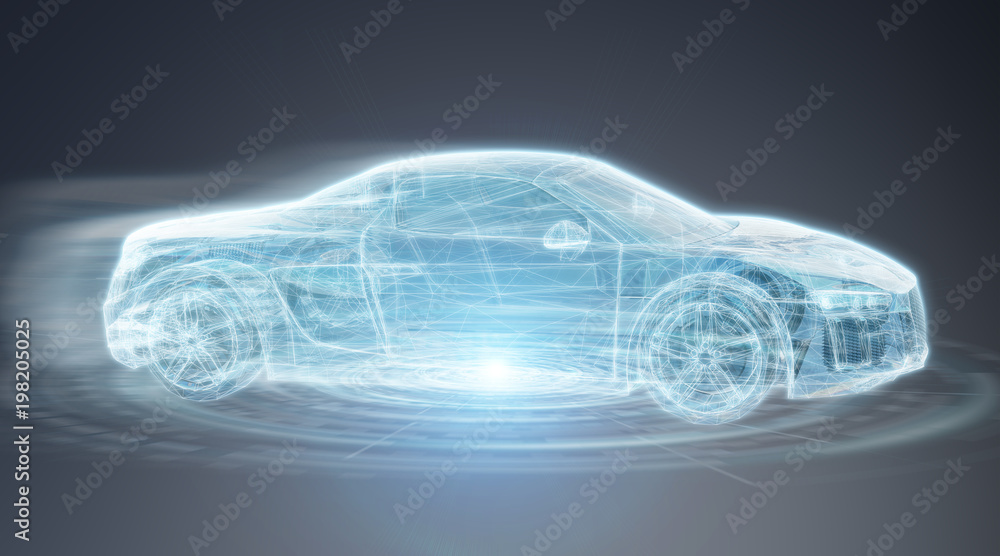 Poster modern digital smart car interface 3d rendering