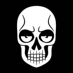 Vector black and white illustration of human skull