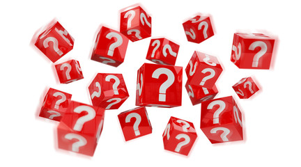 Cubes with 3D rendering question marks