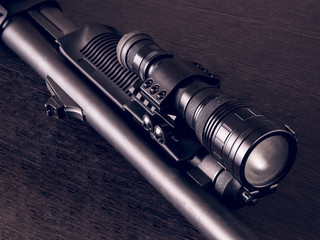 Tactical flashlight and assault rifle gun weapon