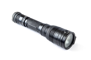 tactical flashlight on a white background