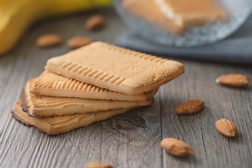 Fototapeta na wymiar Home rustic biscuits with almond