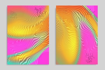 Abstract cover template with stripes on colorful blurred background