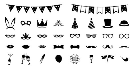 Collection of party and photobooth icons. Vector. - obrazy, fototapety, plakaty