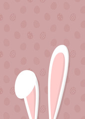 Easter bunny on background with eggs. Layout of a card. Vector.
