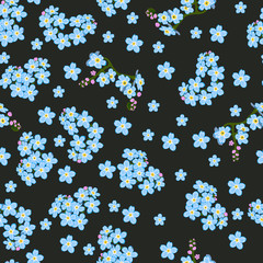 Seamless pattern with forget-me-not flowers