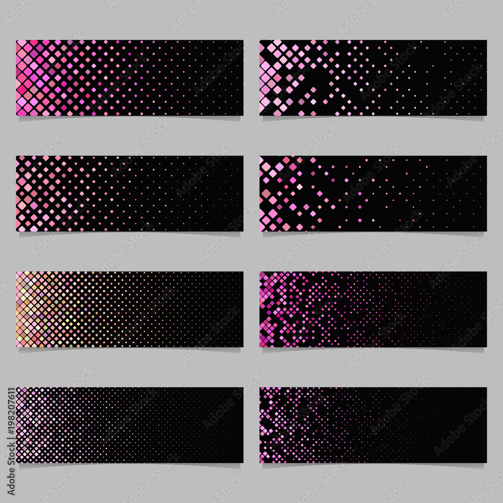 Aufkleber abstract geometrical rounded square mosaic pattern banner background set