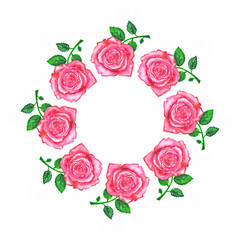 Beautiful elegant floral wreath. Hand drawn botanical watercolor design element for greeting cards, invitations, web.