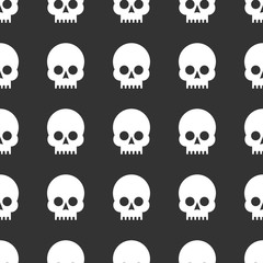 Skulls seamless pattern. Stock flat vector illustration.