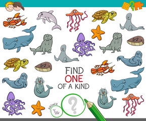 Obraz premium find one of a kind game with marine animals