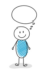 Smiley stickman with empty speech ballon. Vector.
