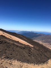 Geröll und Steine am Hang des Teide Vulkans