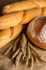 Breads on wooden table