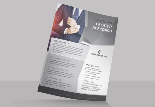 Business Flyer Layout with Geometric Elements