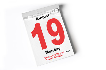 19. August 2019 Discovery Day of Yukon Territory