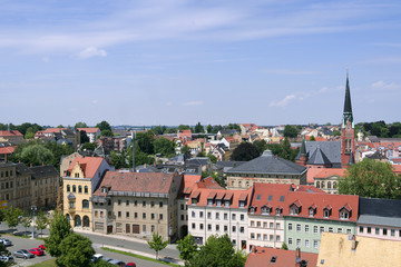 Fototapeta na wymiar Altenburg / Germany: View over the western part of the listed old town of the former residential city in Eastern Thuringia