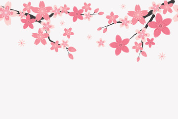 Spring card template, Cherry blossom seamless pattern background.