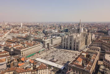 Türaufkleber Luftaufnahme des Mailänder Doms, Galerie Vittorio Emanuele II, Piazza del Duomo © a_medvedkov