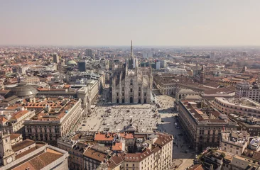 Fototapete Aerial view of Duomo di Milano, Galleria Vittorio Emanuele II, Piazza del Duomo © a_medvedkov