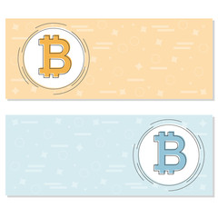 Bitcoin concept. Cryptocurrency logo sigh. Digital money. Block chain, finance symbol. Flat style vector illustration