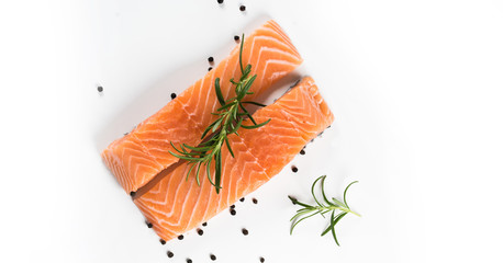 Fillet of salmon isolated on white background
