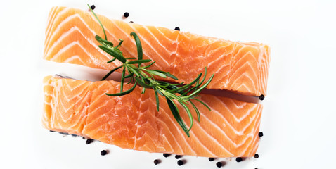 Fillet of salmon isolated on white background