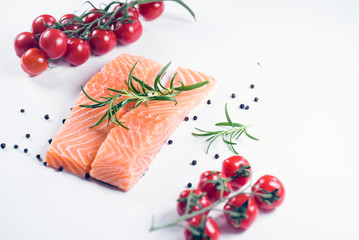 Fillet of salmon isolated on white background