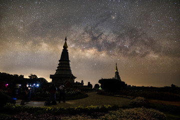 The Milky Way Star beautiful sky on Doi Inthanon mountain, Chiang Mai, Thailand.