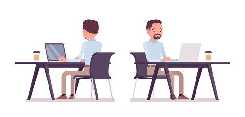 Smart casual man sitting and working