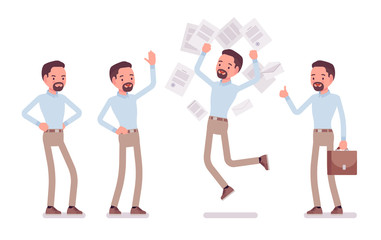 Naklejka premium Smart casual man in positive emotions