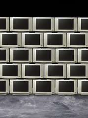 stack of monitors televisions or displays