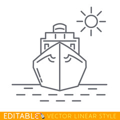 Ship front view Icon. Editable line sketch icon. Stock vector illustration.