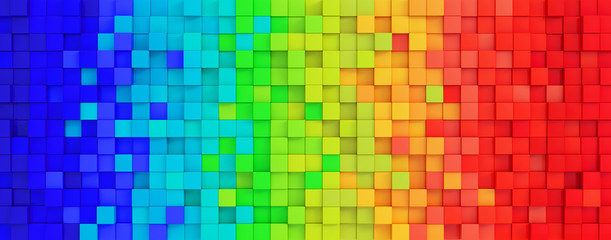 Colored rainbow panorama of cubes