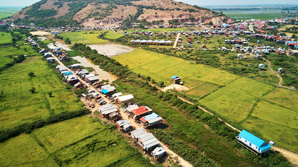 Aerial view of traditionnal village in Siem-Reap, Cambodia