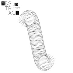 Abstract 3D wireframe geometric shape isolated on white background