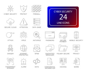 Line icons set. Cyber Security pack. Vector Illustration	