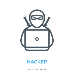 Hacker line flat icon © turbodesign