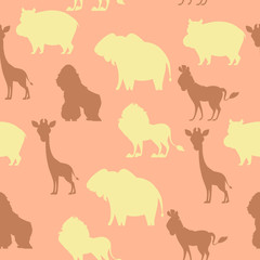 Seamless pattern African animals. Flat design. Vector illustration