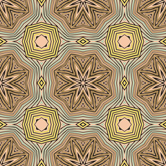 Seamless striped vector pattern with tribal and ethnic motifs