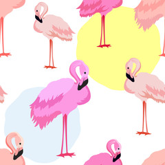 Cute Seamless Pink Flamingos pattern.