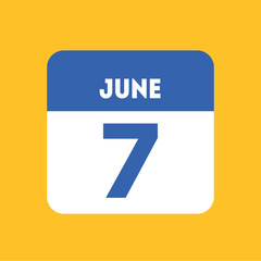 June 7 calendar icon yellow flat. Day of crowdfunding, financial and economic workers of Kyrgyzstan, Croatian diplomacy, termination of union with Sweden