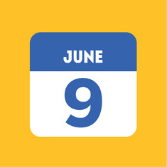 June 9 calendar icon yellow flat. Friends day. International Archives Day