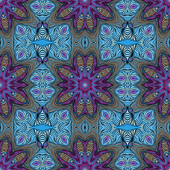 Seamless striped vector pattern with tribal and ethnic motifs