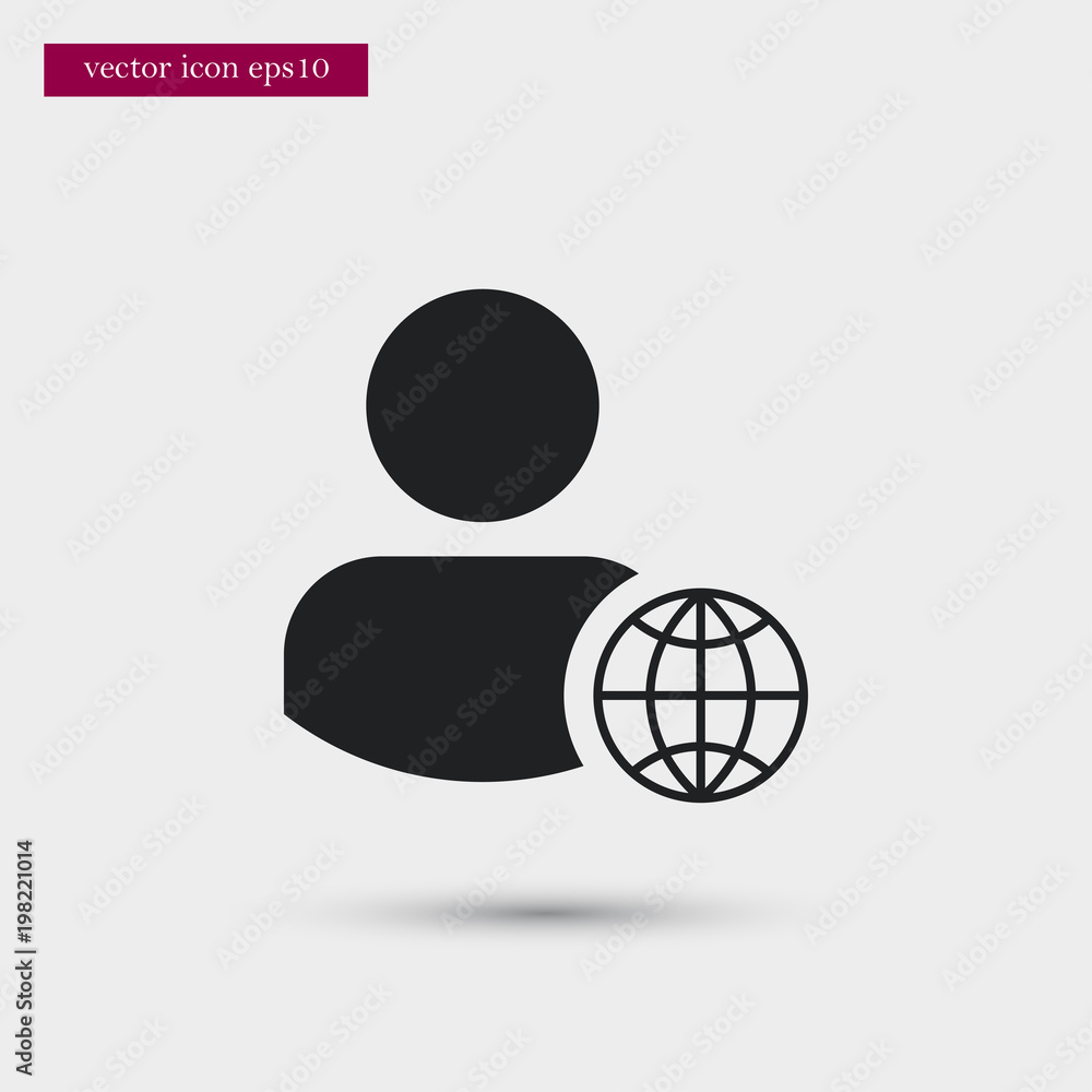 Fototapete user with globe icon. simple communication element illustration. human symbol design from business c