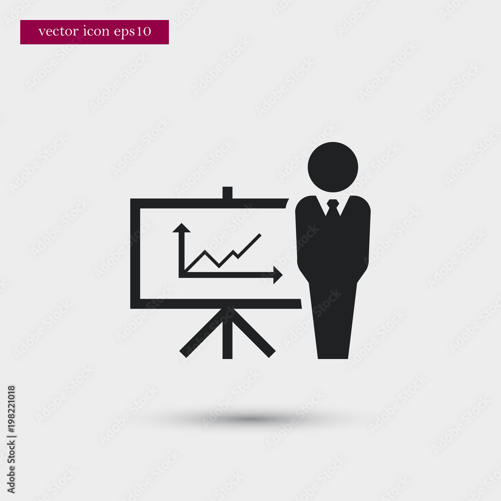 Poster businessman with diagram icon. simple hr element illustration. work symbol design from business coll