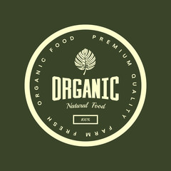 Organic natural and healthy farm fresh food retro emblem